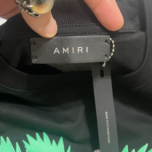 NWT Men’s Size Large AMIRI Airbrush Cherub Print Tee 100% Cotton In Black/Green - Picture 12 of 14